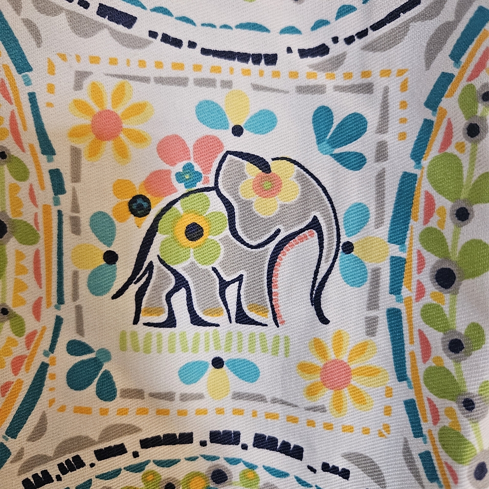 Colorful Floral Elephant Print Tote or Fabric Panel